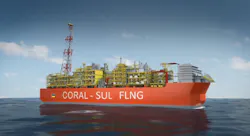 The Coral Sul FLNG facility will operate in a water depth of 2,000 m (6,562 ft) off Mozambique. The Coral Sul FLNG facility will operate in a water depth of 2,000 m (6,562 ft) off Mozambique.