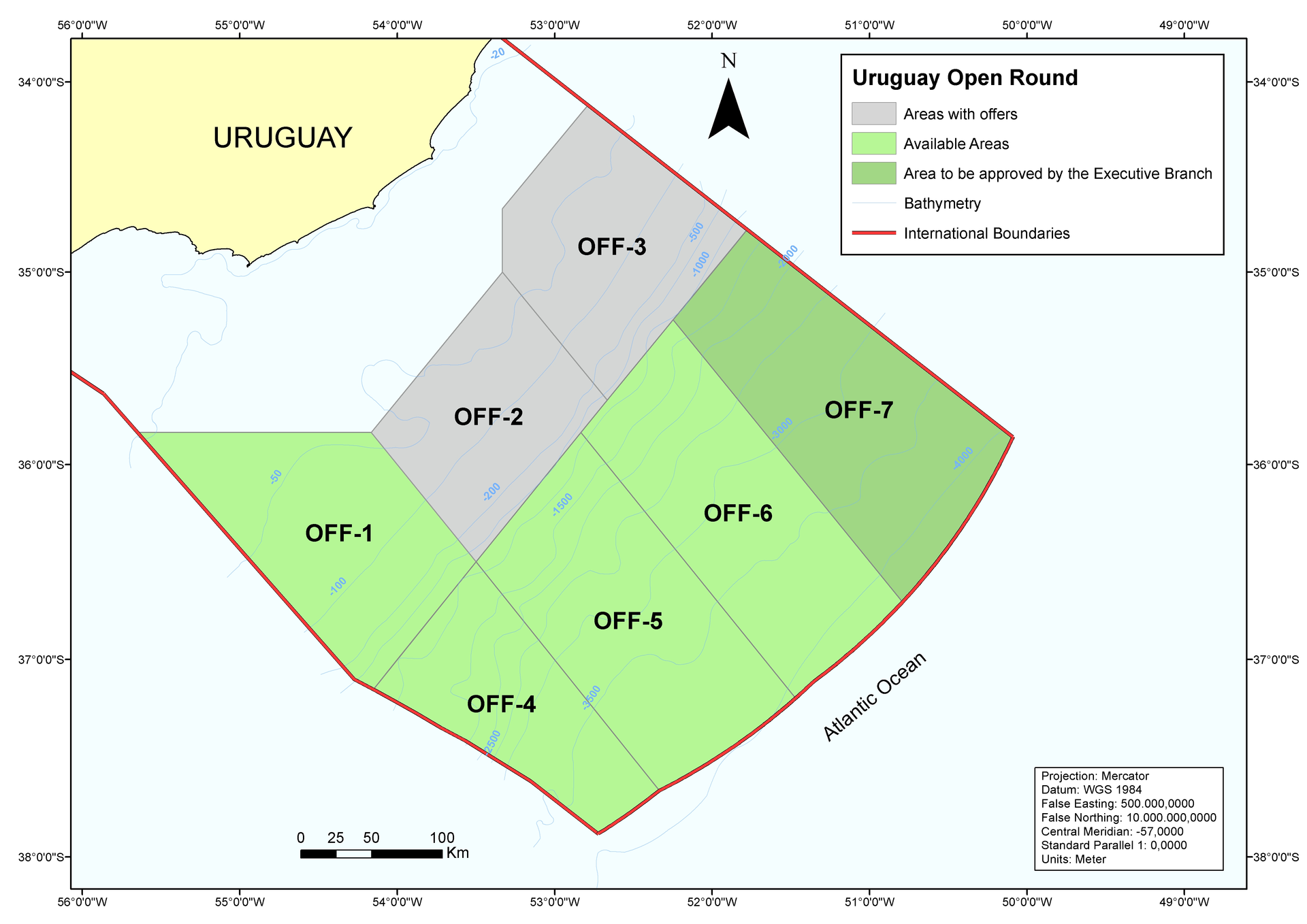 Uruguay open round offshore blocks.