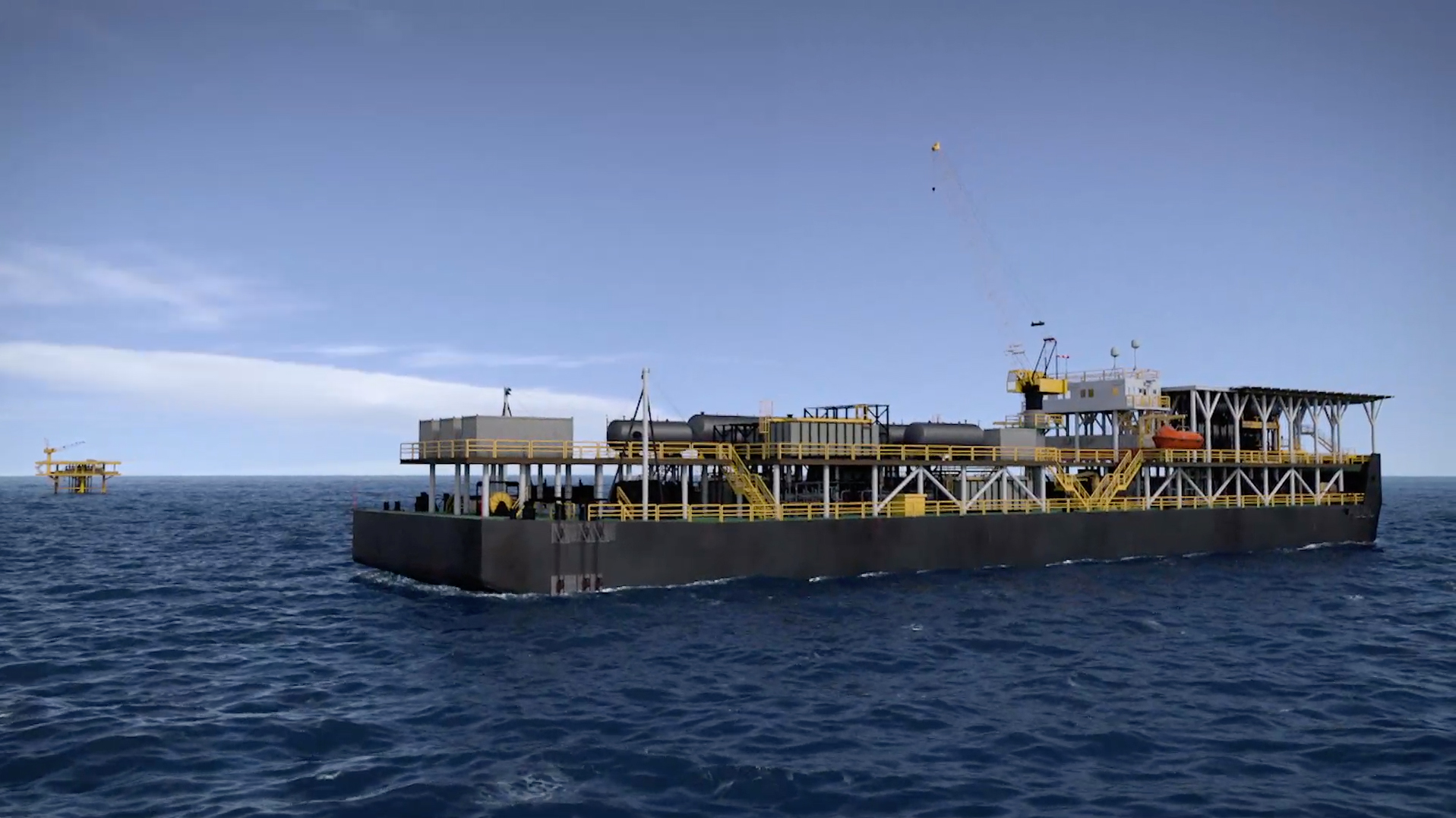 Illustration of the Apsara oilfield development production barge.