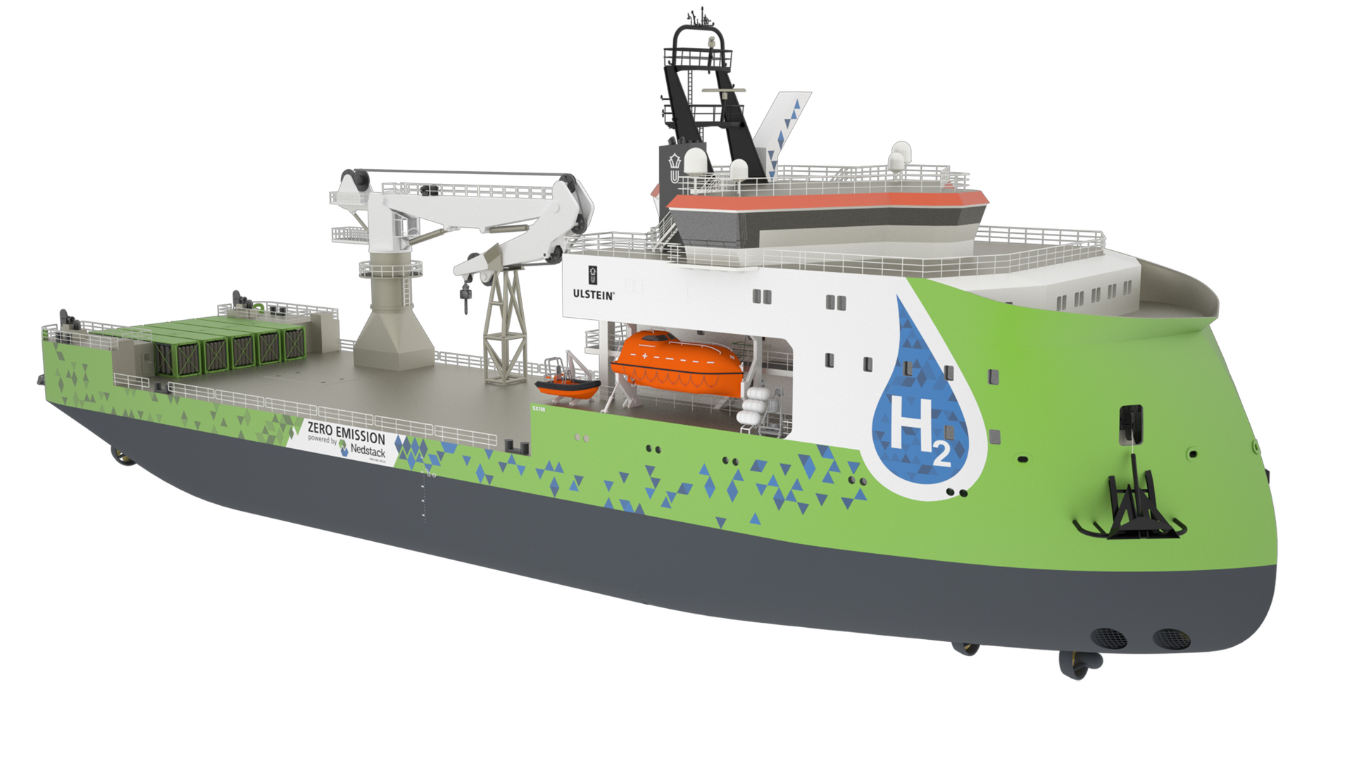 The ULSTEIN SX190 Zero Emission construction support vessel is the company&rsquo;s first hydrogen-powered offshore vessel.