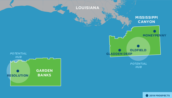 The company's 2019 exploration prospects in the US Gulf of Mexico.