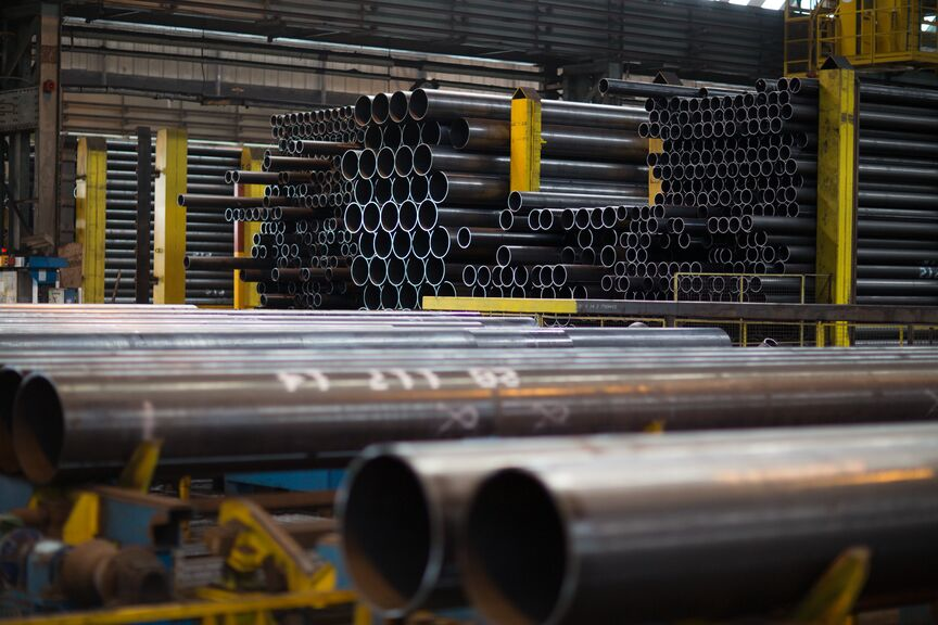 Line pipe at the company&rsquo;s 20-in. mill in Hartlepool, England.