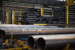 Line pipe at the company’s 20-in. mill in Hartlepool, England. Line pipe at the company’s 20-in. mill in Hartlepool, England.