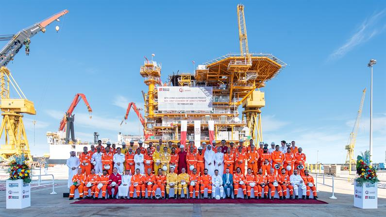 The new living quarters platform for Qatargas&rsquo; North Field expansion project offshore Qatar.