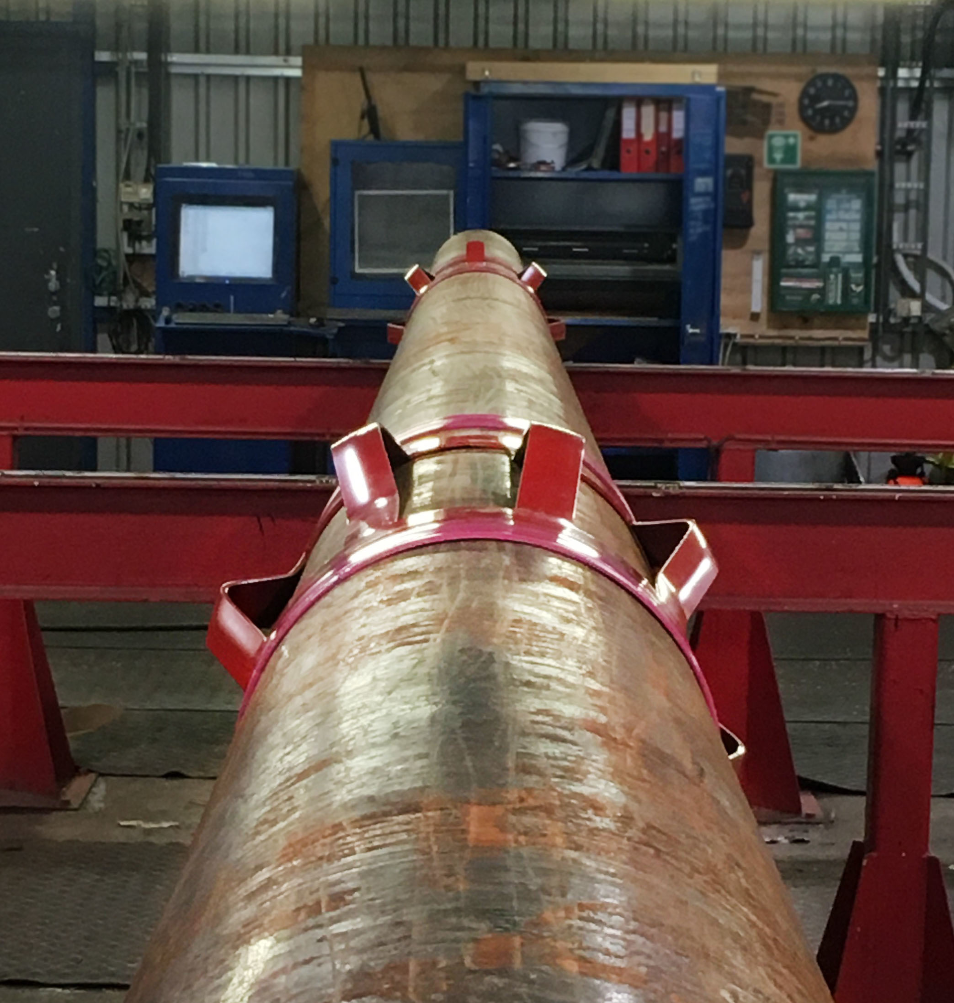 The Ace Ratchet Collar pre-installed on casing in the workshop.