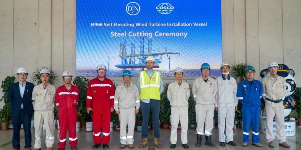 Steel cutting ceremony for the jackup installation vessel Voltaire.