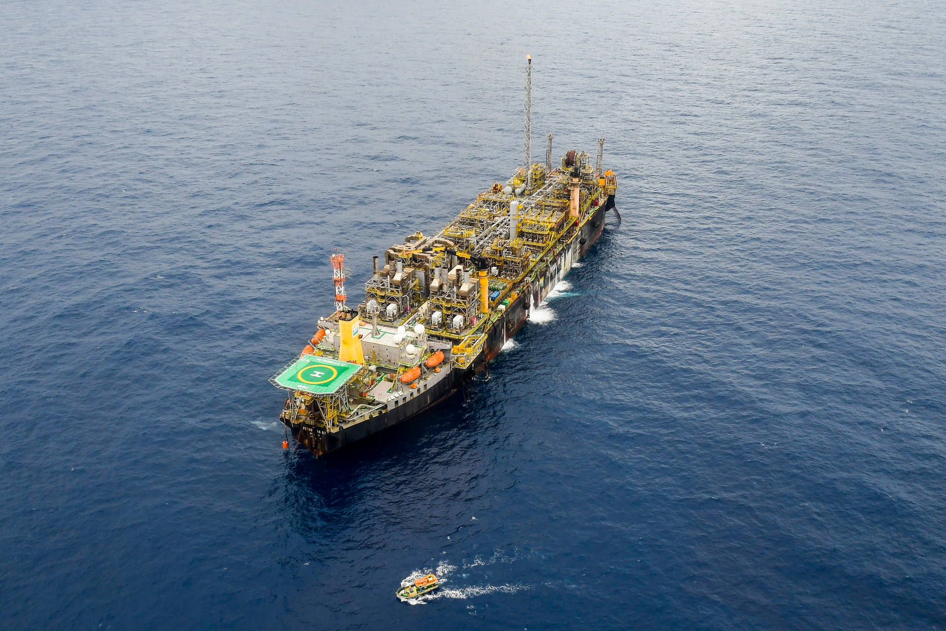The FPSO P-57 operates at the Jubarte field offshore Brazil.
