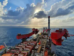 The pipelay vessel Solitaire offshore Israel. The pipelay vessel Solitaire offshore Israel.