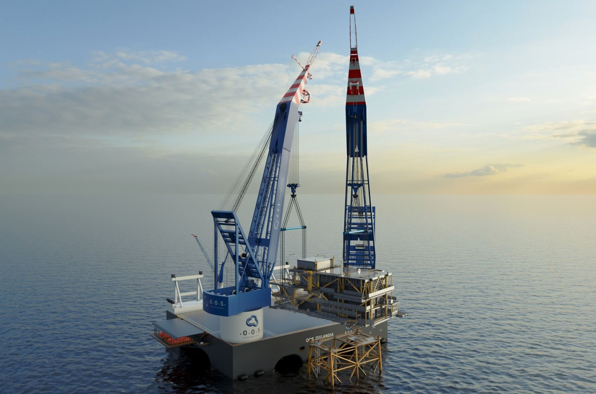 Illustration of the semisubmersible crane vessel OOS Zeelandia.