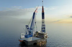 Illustration of the semisubmersible crane vessel OOS Zeelandia. Illustration of the semisubmersible crane vessel OOS Zeelandia.