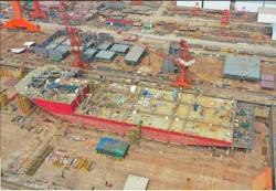 The heavy lift vessel Alfa Lift is currently under construction at CMHI’S shipyard in China. The heavy lift vessel Alfa Lift is currently under construction at CMHI’S shipyard in China.
