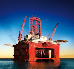 The semisubmersible drilling rig West Phoenix. The semisubmersible drilling rig West Phoenix.