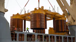 SAL Trina offloading Johan Castberg subsea templates at Polarbase, Hammerfest, on May 4, 2020. SAL Trina offloading Johan Castberg subsea templates at Polarbase, Hammerfest, on May 4, 2020.