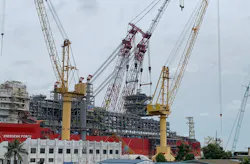 The FPSO Energean Power at Sembcorp’s Admiralty Yard in Singapore. The FPSO Energean Power at Sembcorp’s Admiralty Yard in Singapore.