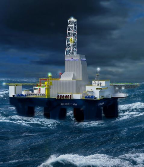 The semisubmersible drilling rig Nordic Spring is a Moss Maritime CS60 Eco MW design.
