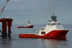 The anchor handling tug supply vessel Siem Garnet. The anchor handling tug supply vessel Siem Garnet.