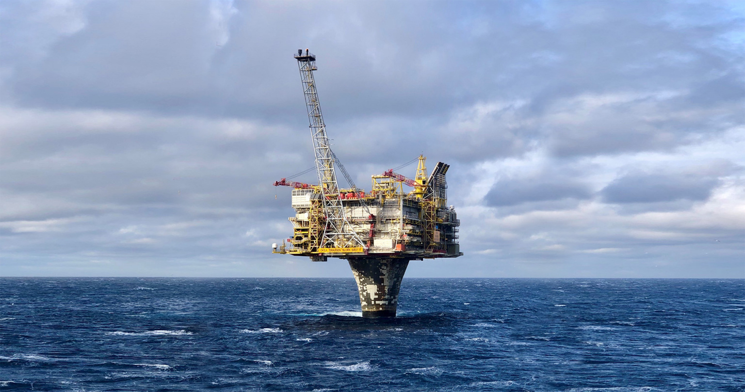 The Draugen production platform in the Norwegian Sea.