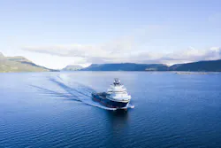The platform supply vessel Island Discoverer. The platform supply vessel Island Discoverer.