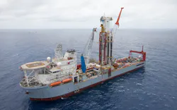 The ultra-deepwater drillship Noble Globetrotter II. The ultra-deepwater drillship Noble Globetrotter II.