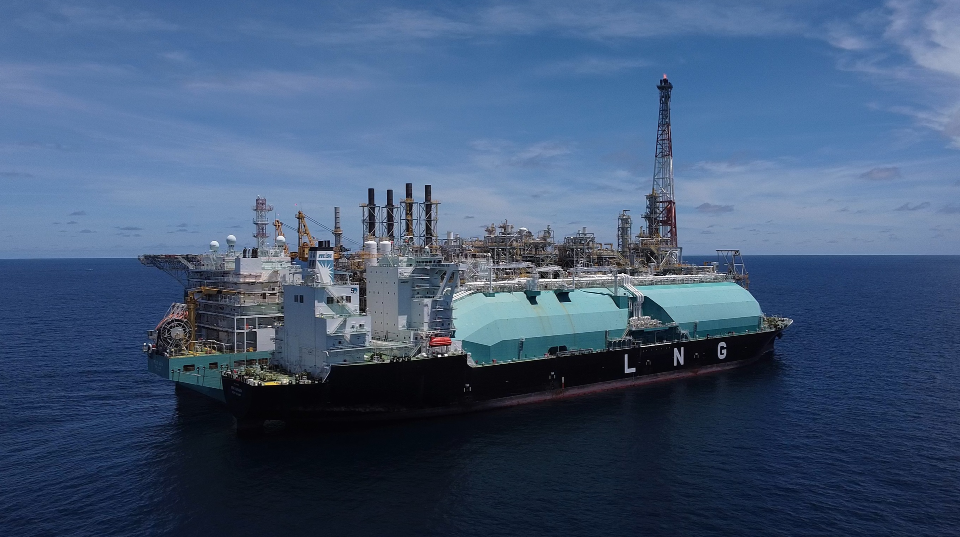 The PFLNG Satu and LNG carrier Seri Cemara.