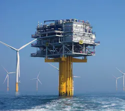 An offshore wind farm substation. An offshore wind farm substation.