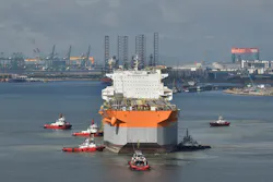 The FPSO Prosperity arrives at the Keppel shipyard in Singapore. The FPSO Prosperity arrives at the Keppel shipyard in Singapore.