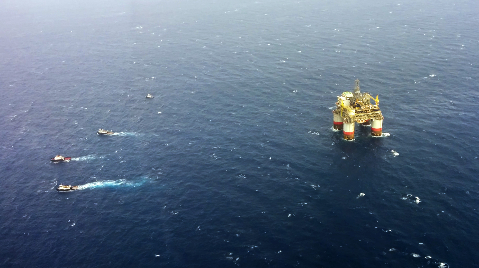An unidentified oil rig operates offshore Louisiana.