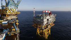 The electrical substation for the Saint-Brieuc offshore wind farm has been successfully installed. The electrical substation for the Saint-Brieuc offshore wind farm has been successfully installed.