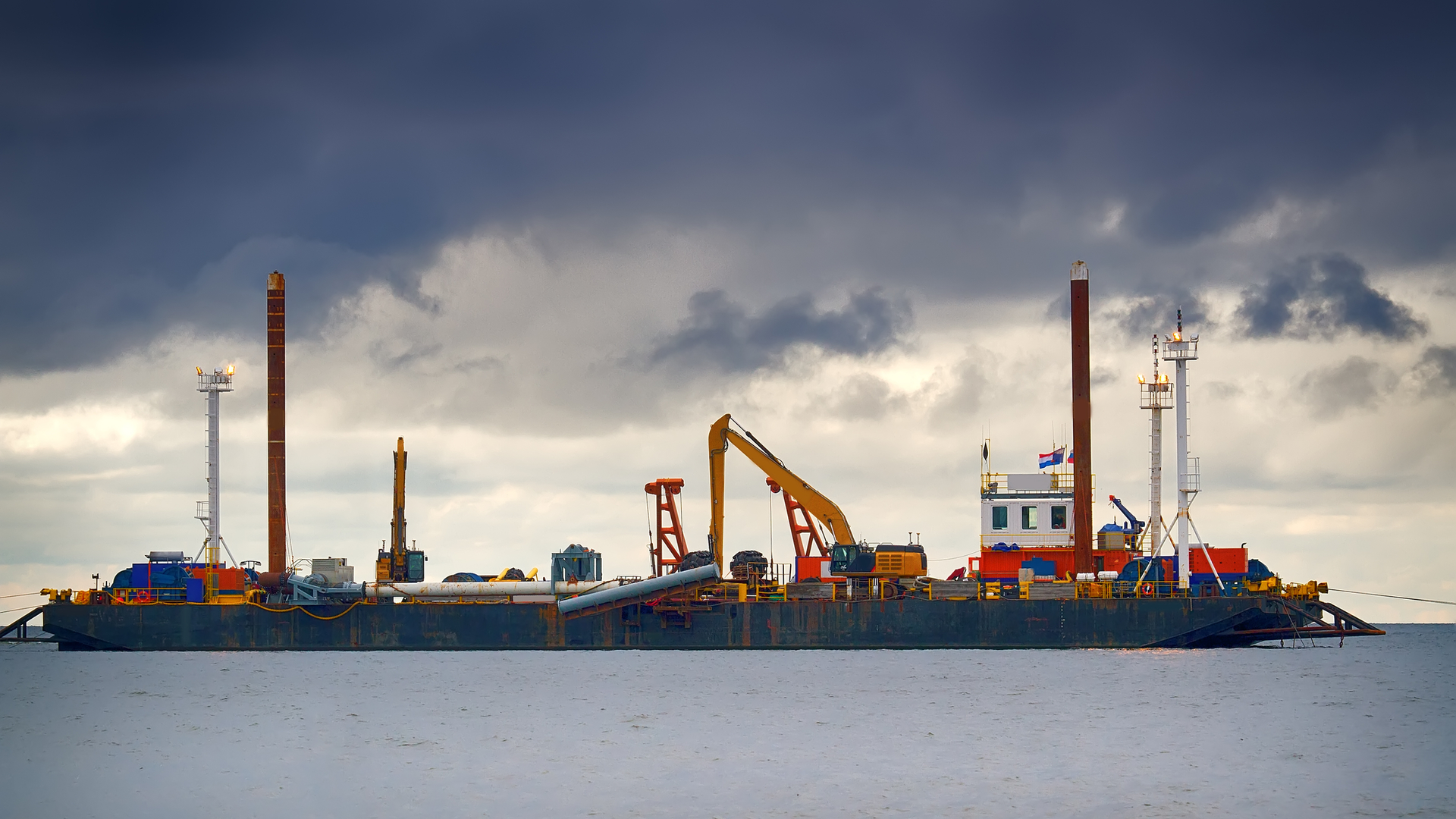 Construction takes place on the offshore section of the Nord stream-2 gas pipeline on the bottom of the Baltic sea.