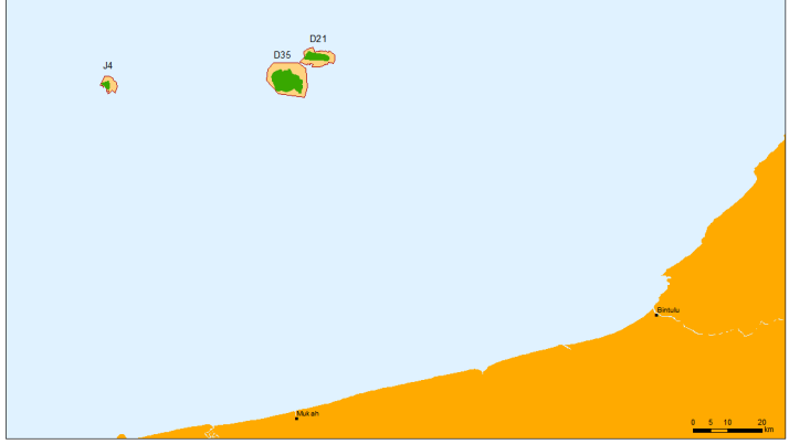 ROC has a 30% participating interest in the D35/D21/J4 PSC, offshore Sarawak. PETRONAS Carigali Sdn Bhd is the operator and has appointed ROC as the project development manager, responsible for subsurface management, well engineering, new facilities projects and redevelopment project execution.