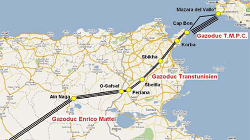 Gas transportation system from Algeria to Italy