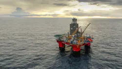 The harsh-environment semisubmersible Deepsea Yantai is currently working in the Norwegian North Sea for OMV Norge. The harsh-environment semisubmersible Deepsea Yantai is currently working in the Norwegian North Sea for OMV Norge.