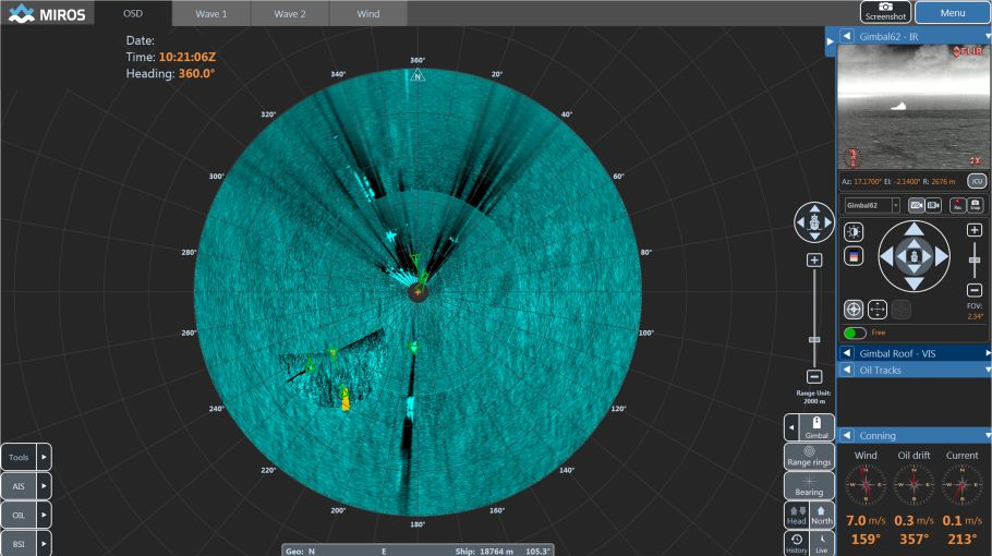 Dashboard of Miros&rsquo; OSD provides real-time spill monitoring to verify and characterize the spill fast and decide on the appropriate response.