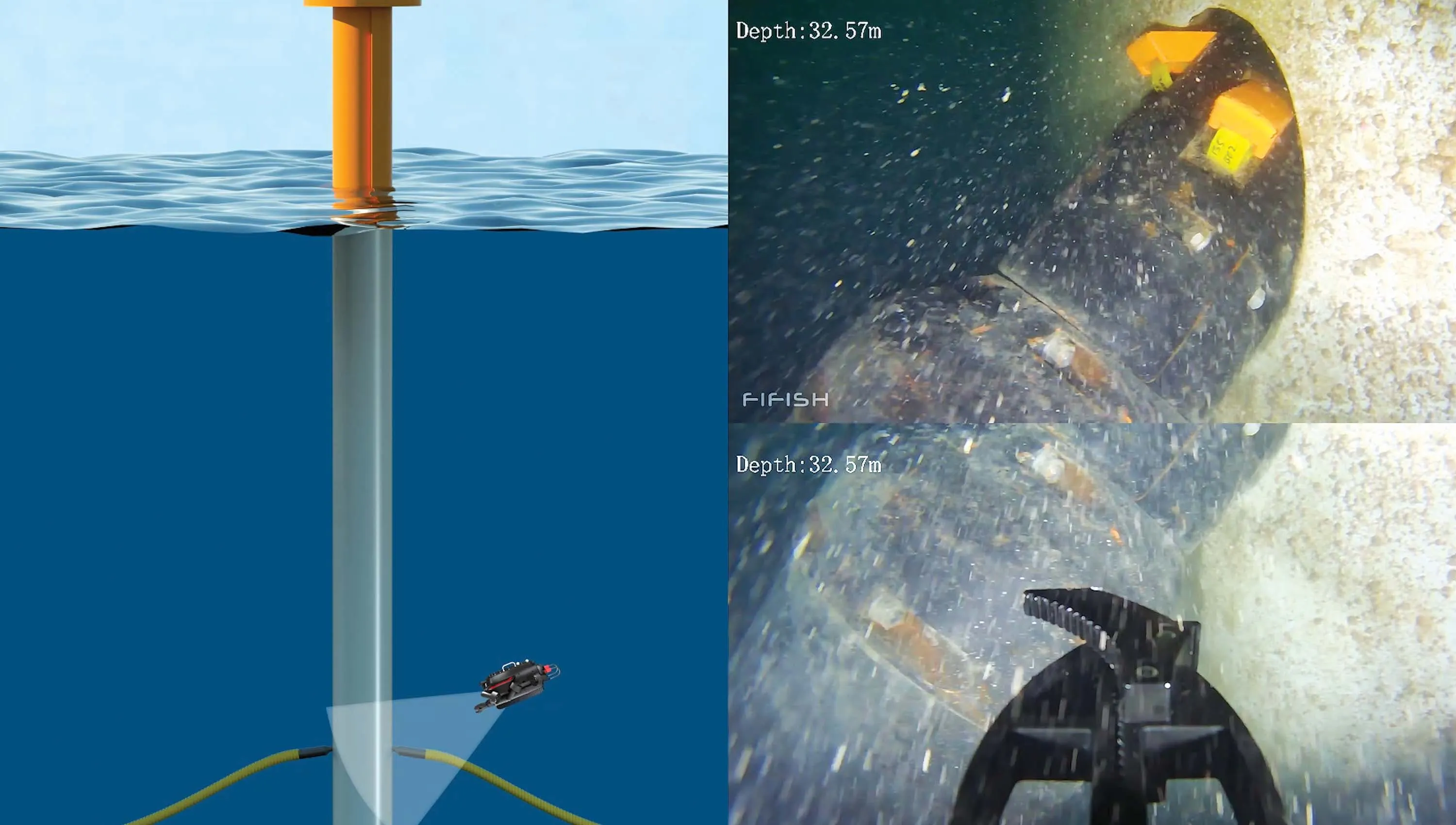 FIFISH PRO W6 inspects submarine cable installations with its dual 4K camera system. FIFISH PRO W6 inspects submarine cable installations with its dual 4K camera system.