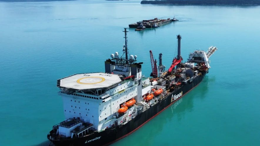 The Lorelay vessel was designed for the execution of small and medium diameter pipeline projects of any length in unlimited water depths, the company said.
