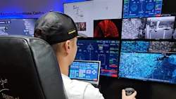 A shore-based ROV pilot in Macaé monitors hull cleaning inspections undertaken by the ROV based on the CBO Manoella vessel. A shore-based ROV pilot in Macaé monitors hull cleaning inspections undertaken by the ROV based on the CBO Manoella vessel.