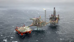 Safe Caledonia is a moored with thruster assist semisubmersible ASV, pictured at the offshore Golden Eagle project. Safe Caledonia is a moored with thruster assist semisubmersible ASV, pictured at the offshore Golden Eagle project.