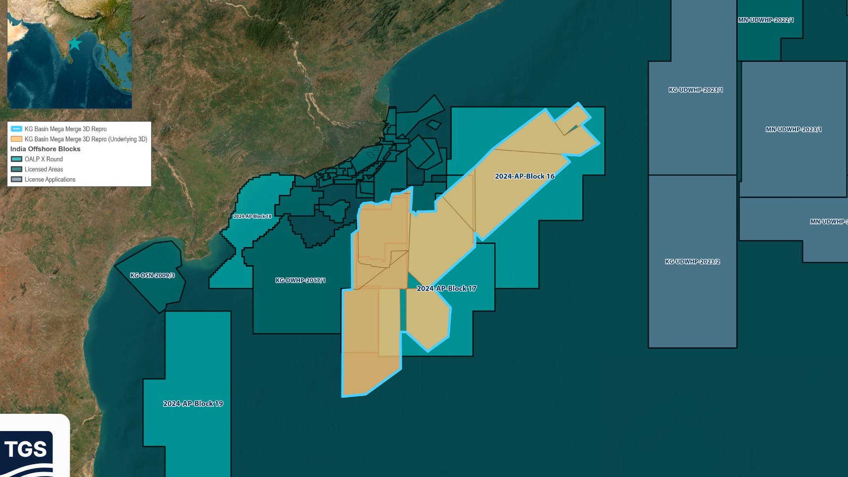 KG Basin Mega 3D Reprocessing Project Area