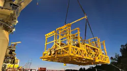 The compression system structure preparing to be installed 900 meters below the surface of the sea. The compression system structure preparing to be installed 900 meters below the surface of the sea.