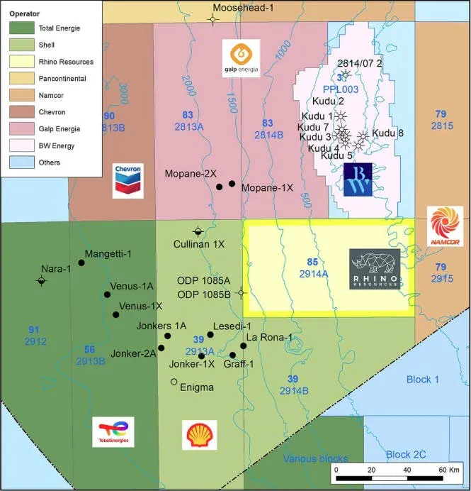 Offshore Namibia map of assets Offshore Namibia map of assets