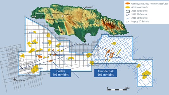 Selection of Leads and Prospects identified on the Walton Morant Licence