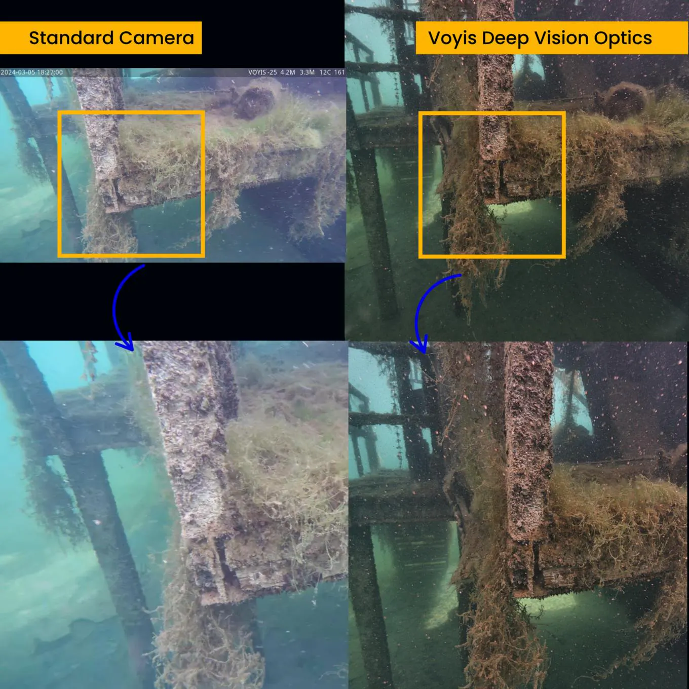 Deep Vision Optics versus standard camera comparison