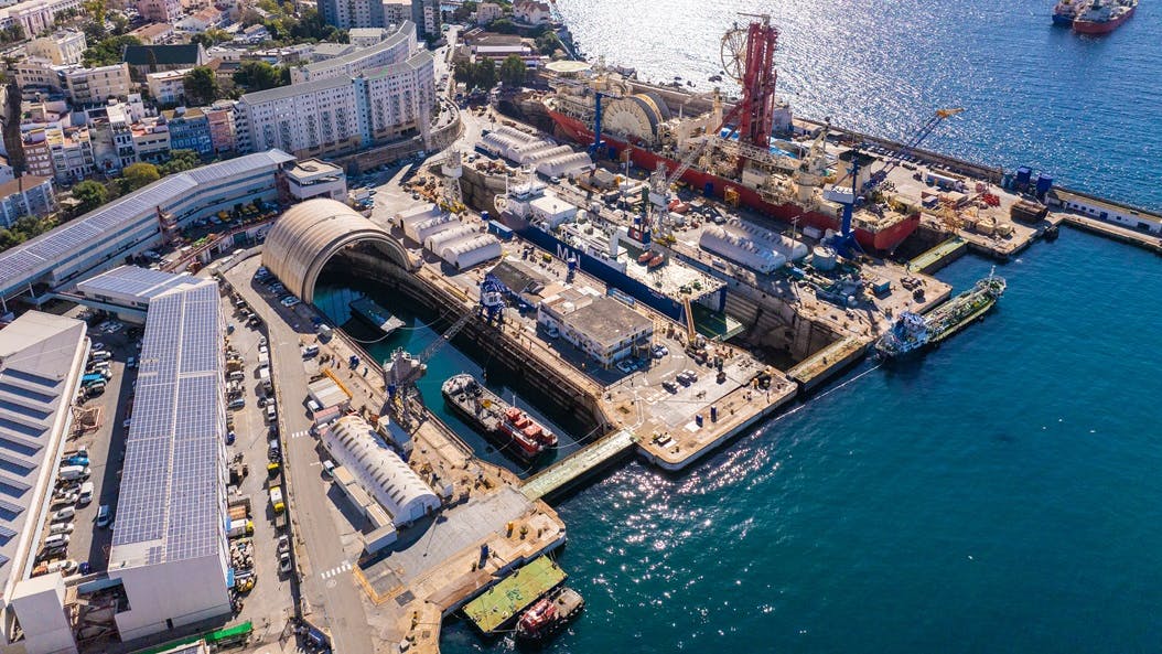 Deep Blue vessel in Gibdock&rsquo;s Dock No.1