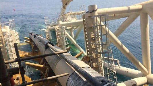 Gas pipeline crossing in Persian Gulf.
