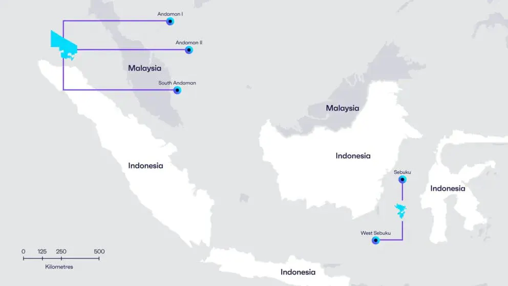 Map of Mubadala Energy's production sharing contract areas offshore Indonesia