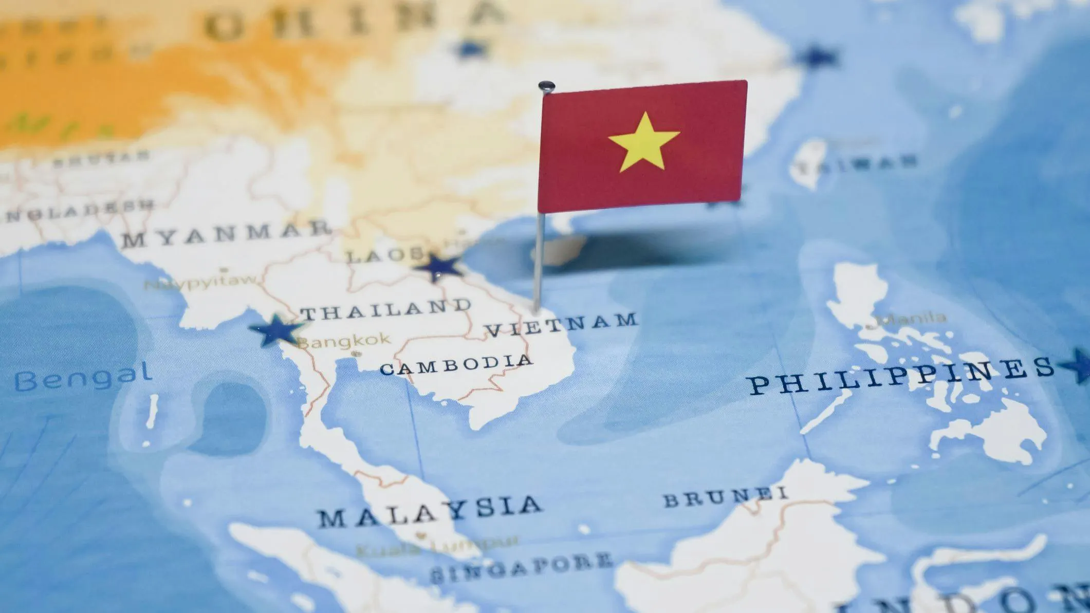offshore Vietnam map and country flag