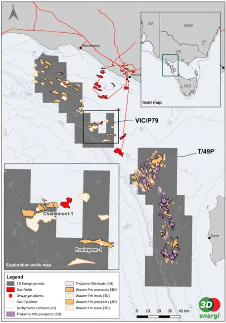 Map of VIC/P79 and T/49P exploration permits with final Phase 1 drilling locations Map of VIC/P79 and T/49P exploration permits with final Phase 1 drilling locations