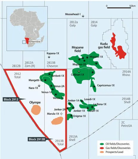 Map: Orange Basin &ndash; Namibia - Block 2912 & 2913B