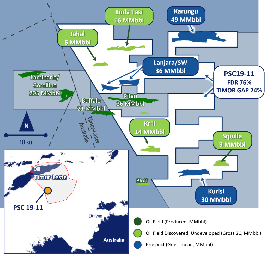 Map of Finder Energy's Timor-Leste North West Shelf projects