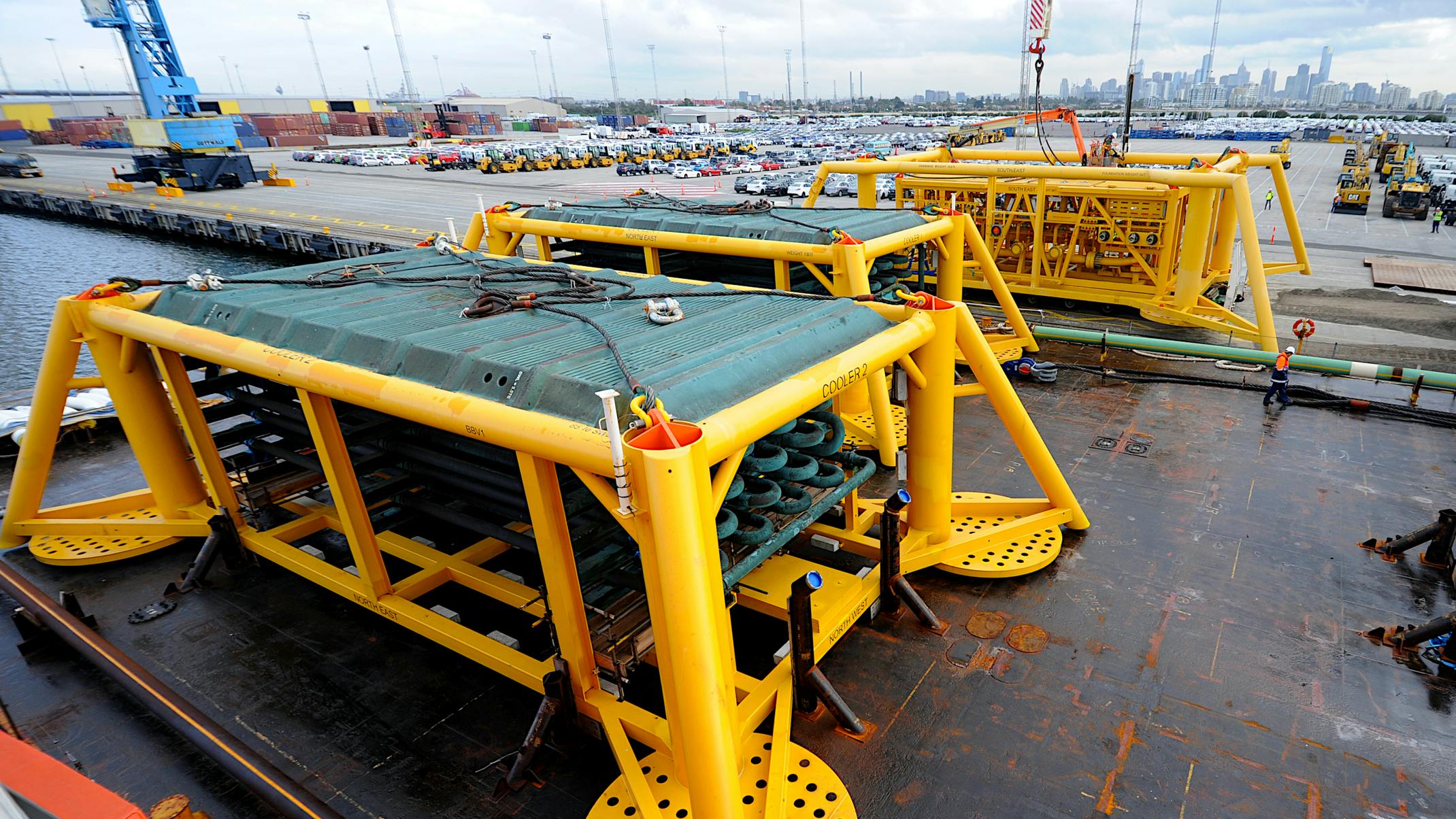 subsea equipment lifted from Appleton Docks to a heavy lift barge